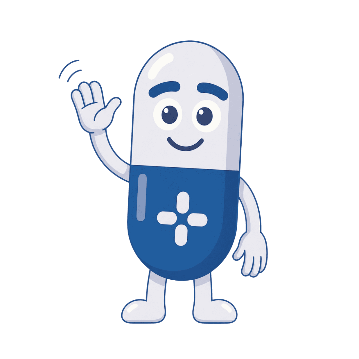 Phil, the PharmicoLearn mascot, waving